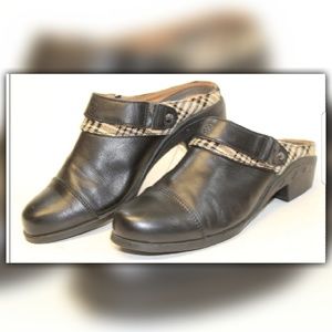 ARIAT CLOGS MULES Black Leather & Plaid 37.5 EU
